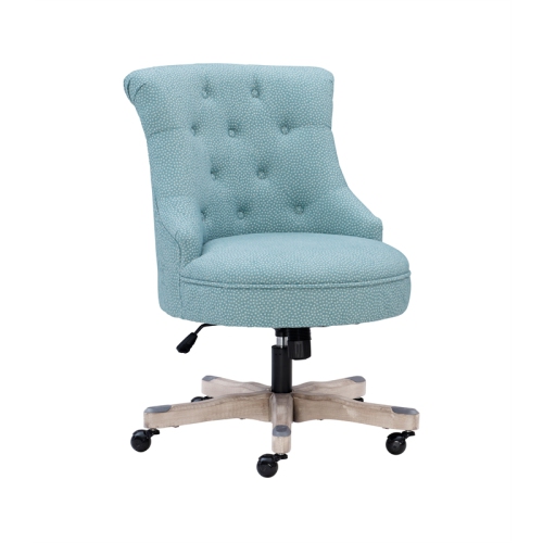 Linon Sinclair Wood Upholstered Office Chair in Light Blue