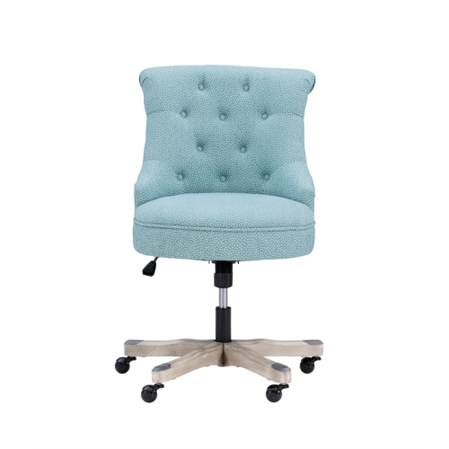 Linon Sinclair Wood Upholstered Office Chair in Light Blue