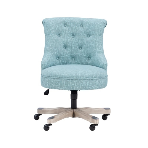 Linon Sinclair Wood Upholstered Office Chair in Light Blue