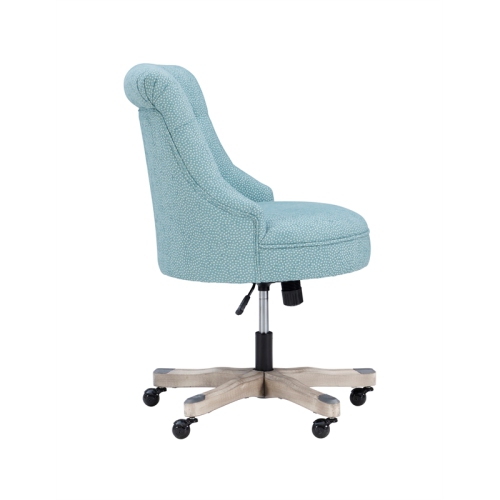 Linon Sinclair Wood Upholstered Office Chair in Light Blue