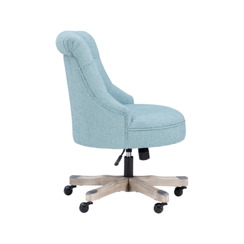 Linon Sinclair Wood Upholstered Office Chair in Light Blue