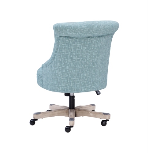 Linon Sinclair Wood Upholstered Office Chair in Light Blue