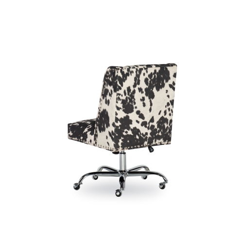 Linon Draper Wood Upholstered Office Chair in Black Cow Print