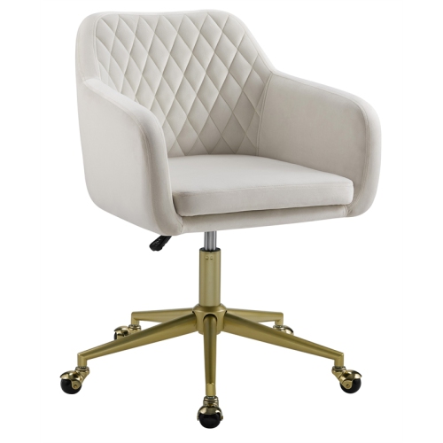 Riverbay Furniture Upholstered Quilted Office Chair in Off White