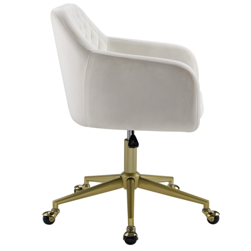 Riverbay Furniture Upholstered Quilted Office Chair in Off White