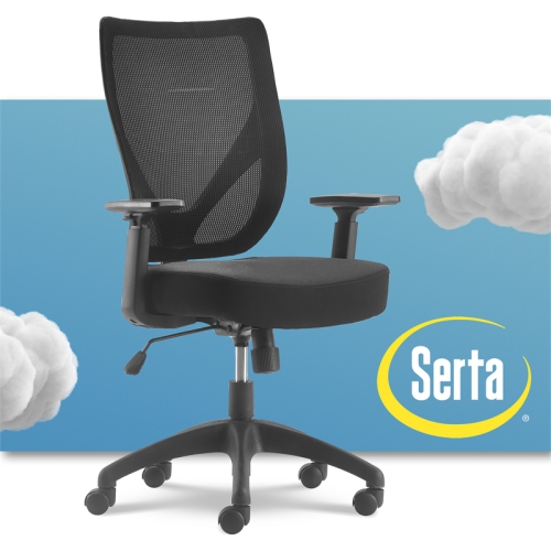 Serta Works Production Jet Black Mesh Office Chair with Nylon Base