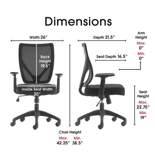 Serta Works Production Jet Black Mesh Office Chair with Nylon Base