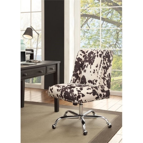 BOWERY HILL  Armless Upholstered Office Chair In Udder Madness In Black