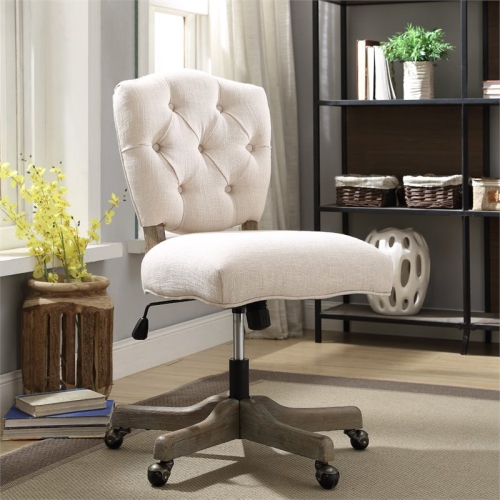 Riverbay Furniture Tufted Swivel Office Chair in White