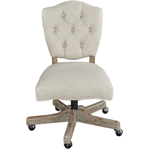 Riverbay Furniture Tufted Swivel Office Chair in White