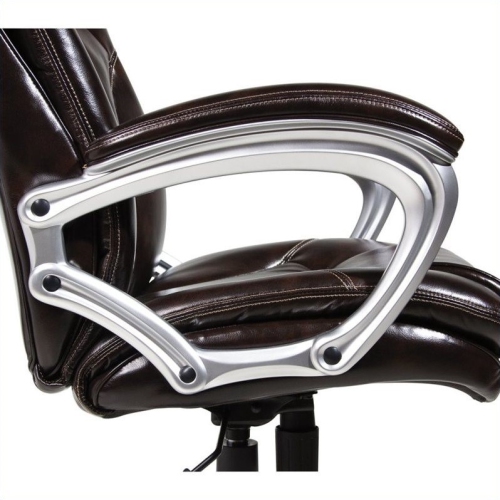 Pemberly Row Office Chair in Brown Faux Leather