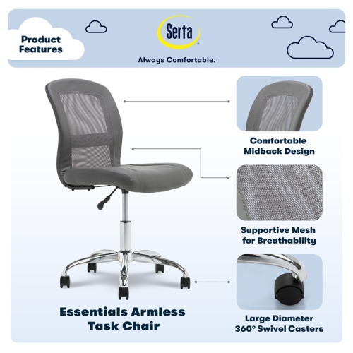 Serta at Home Essentials Faux Leather Office Chair in Gray