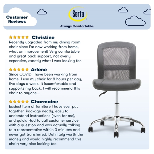 Serta at Home Essentials Faux Leather Office Chair in Gray