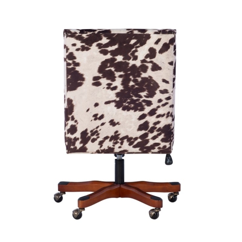 Linon Draper Wood Upholstered Office Chair in Brown Cow Print