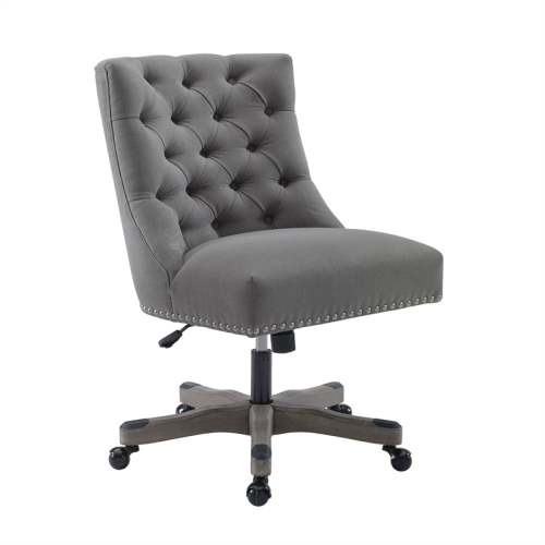 LINON HOME DECOR Linon Dixie Wood Upholstered Office Chair In Light Gray I very highly recommend this office chair!