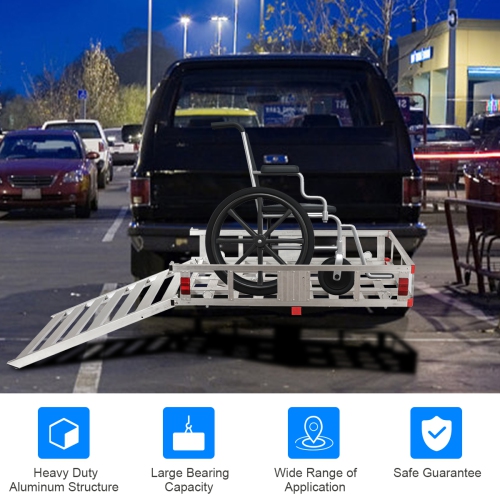 Costway 50''x29.5''Aluminum Cargo Carrier W/ Ramp Hitch-Mounted Mobility Carrier Hauler