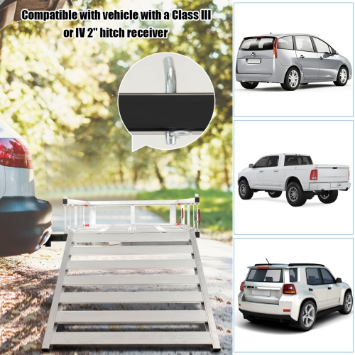 Costway 50''x29.5''Aluminum Cargo Carrier W/ Ramp Hitch-Mounted Mobility Carrier Hauler