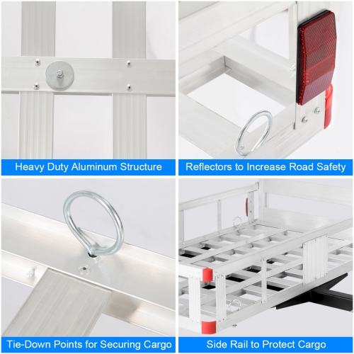 Costway 50''x29.5''Aluminum Cargo Carrier W/ Ramp Hitch-Mounted Mobility Carrier Hauler