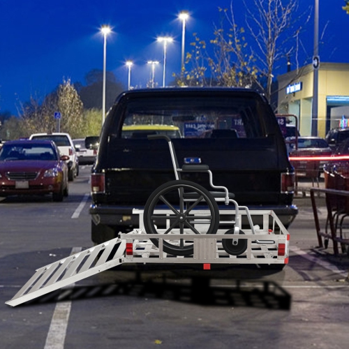 Costway 50''x29.5''Aluminum Cargo Carrier W/ Ramp Hitch-Mounted Mobility Carrier Hauler