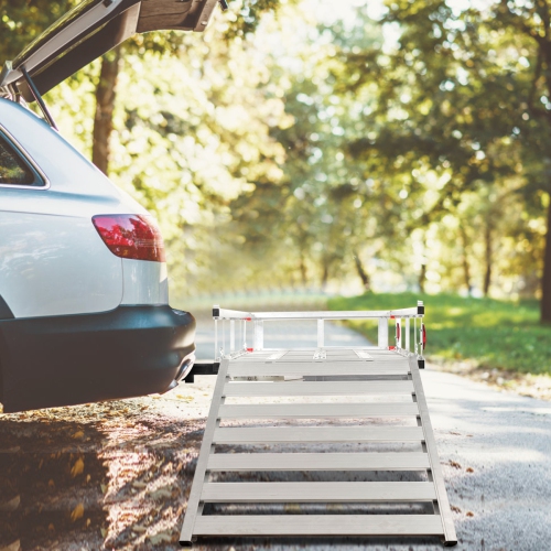 Costway 50''x29.5''Aluminum Cargo Carrier W/ Ramp Hitch-Mounted Mobility Carrier Hauler