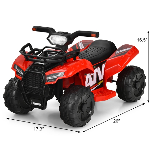 Costway 6V Kids ATV Quad Electric Ride On Car Toy Toddler w/LED Light&MP3
