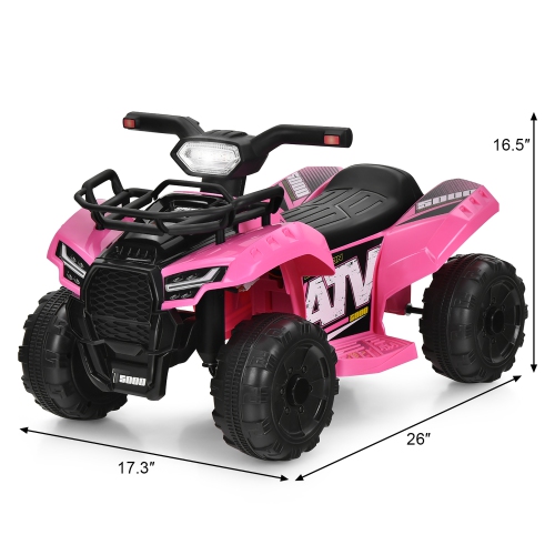 Costway 6V Kids ATV Quad Electric Ride On Car Toy Toddler w/LED Light&MP3