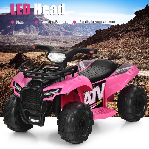 Costway 6V Kids ATV Quad Electric Ride On Car Toy Toddler w/LED Light&MP3