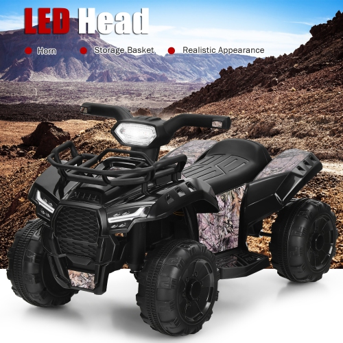 Costway 6V Kids ATV Quad Electric Ride On Car Toy Toddler w/LED Light&MP3