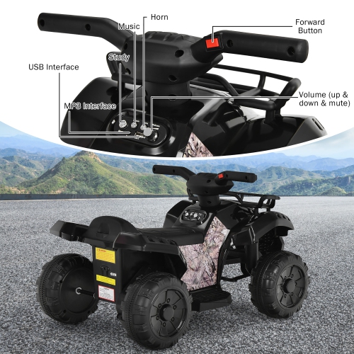 Costway 6V Kids ATV Quad Electric Ride On Car Toy Toddler w/LED Light&MP3