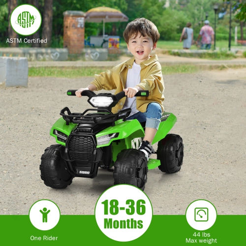 Costway 6V Kids ATV Quad Electric Ride On Car Toy Toddler w/LED Light&MP3