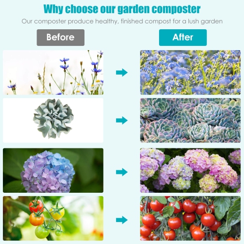 Costway Tumbling Composter 40 Gallon Garden Rotating Compost Bin with Dual Chamber Black/Green