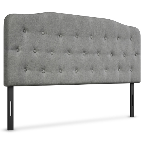 COSTWAY  Queen Upholstered Headboard Adjust Button Tufted Faux Linen