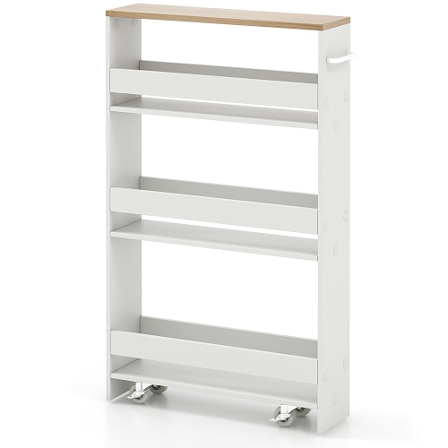 Costway Rolling Kitchen Slim Storage Cart Mobile Shelving Organizer w/ Handle