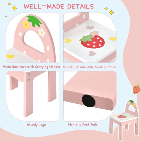 Ens. Table coiffeuse/coiffeuse/coiffeuse/miroir rose à trois volets de Costway Kids