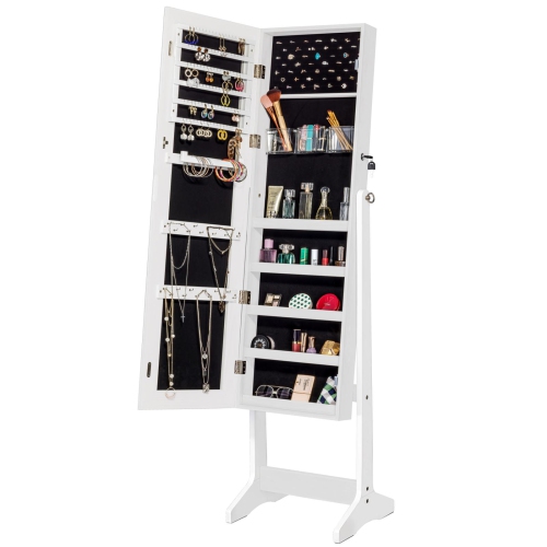 ViscoLogic Melanie White Stand Jewelry Cabinet Mirror