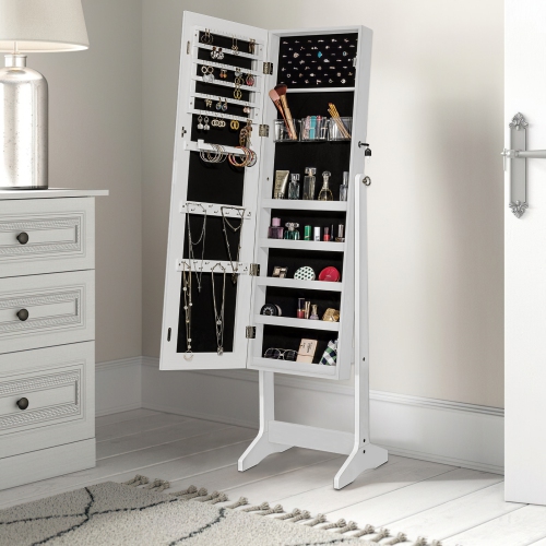 ViscoLogic Melanie White Stand Jewelry Cabinet Mirror
