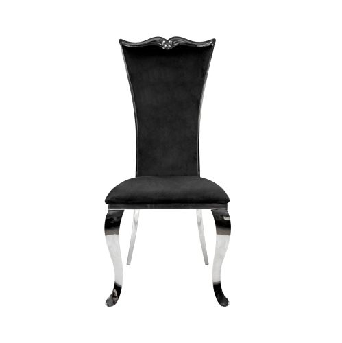 Black Velvet Riley Dining Chair with Chrome Frame and Legs