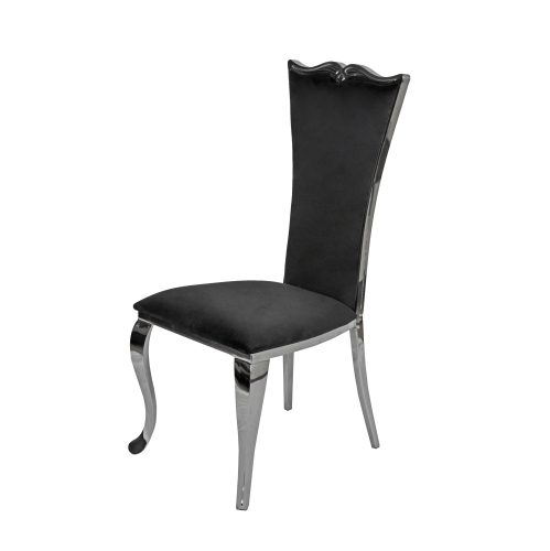 Black Velvet Riley Dining Chair with Chrome Frame and Legs