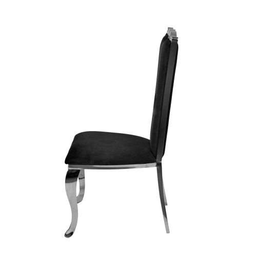 Black Velvet Riley Dining Chair with Chrome Frame and Legs