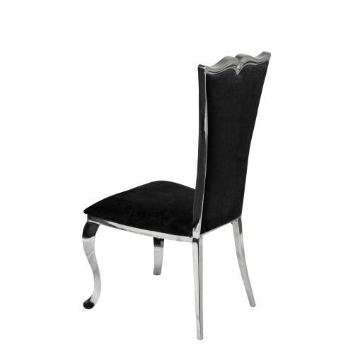 Black Velvet Riley Dining Chair with Chrome Frame and Legs