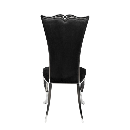 Black Velvet Riley Dining Chair with Chrome Frame and Legs