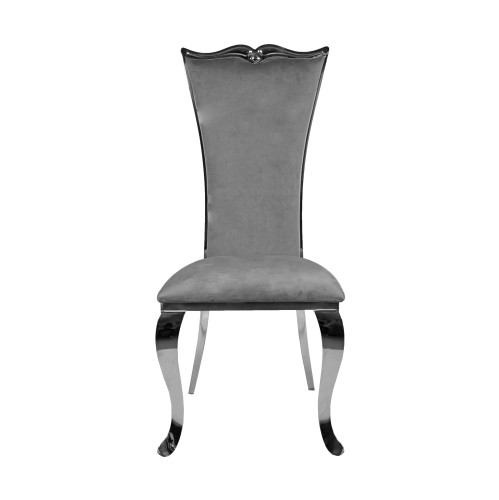 Grey Velvet Riley Dining Chair with Chrome Frame and Legs