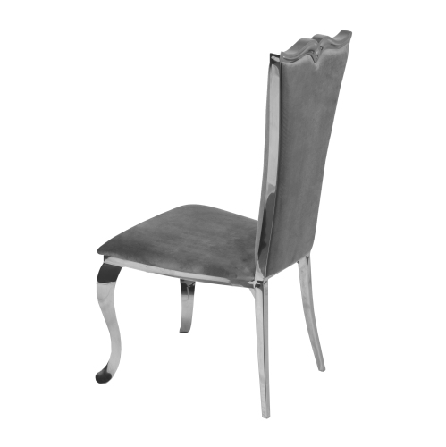 Grey Velvet Riley Dining Chair with Chrome Frame and Legs
