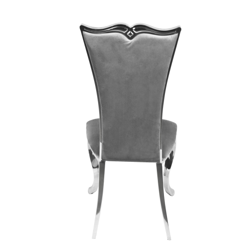 Grey Velvet Riley Dining Chair with Chrome Frame and Legs