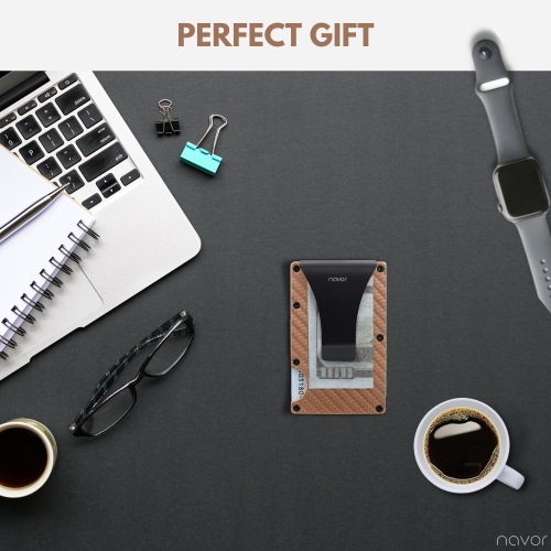 Navor Aluminum Carbon Fiber Wallet, Slim Money Clip, Minimalist Carbon Fiber RFID Blocking Front Pocket Wallet, Metal Wallet, Business Card Holder