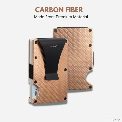 Navor Aluminum Carbon Fiber Wallet, Slim Money Clip, Minimalist Carbon Fiber RFID Blocking Front Pocket Wallet, Metal Wallet, Business Card Holder