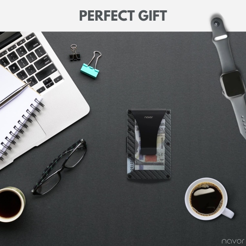 Navor Aluminum Carbon Fiber Wallet, Slim Money Clip, Minimalist Carbon Fiber RFID Blocking Front Pocket Wallet, Metal Wallet, Business Card Holder