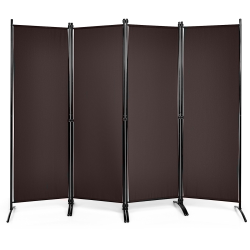 Costway 4-Panel 5.6ft Room Divider Folding Fabric Privacy Screen w/Steel Frame