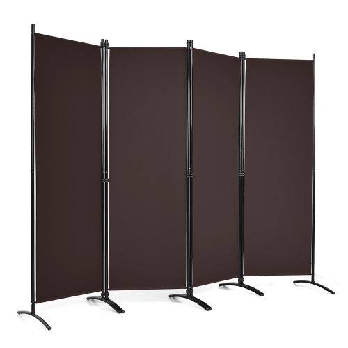 Costway 4-Panel 5.6ft Room Divider Folding Fabric Privacy Screen w/Steel Frame