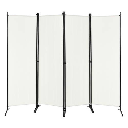 Costway 4-Panel 5.6ft Room Divider Folding Fabric Privacy Screen w/Steel Frame